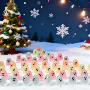 30/60pcs Christmas Mini Ghosts Figures, Luminous Small Little Resin Ghost Figurines to Hide Glow in The Dark Tiny Statue for  Thanksgiving Party Favors Dollhouse Decorations Toys