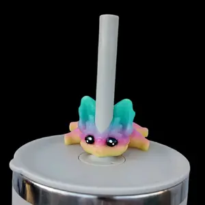 Tumbler Straw Buddy Animals Straw Topper 3d Print