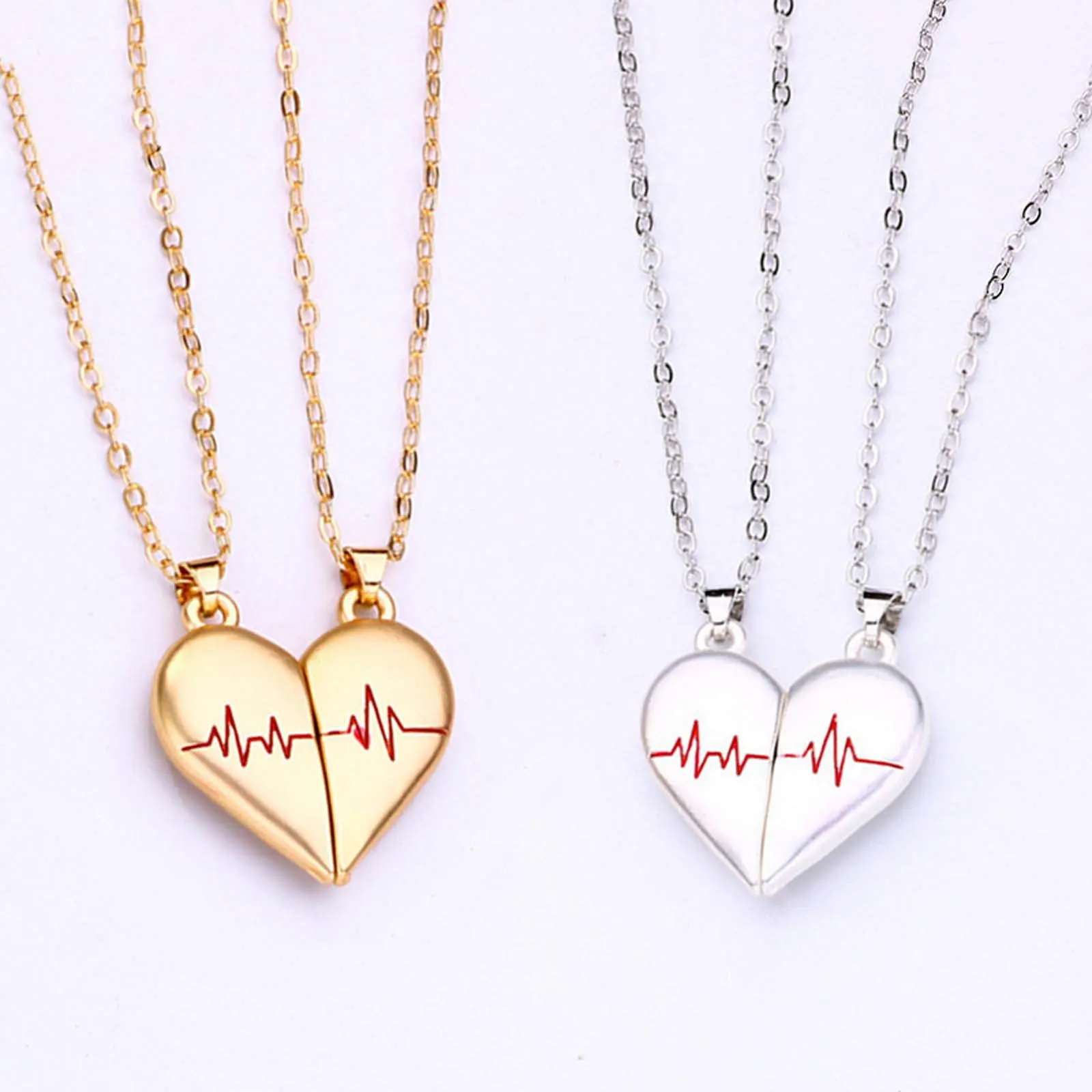 Niche personality couple magnetic love electrogram necklace fashion trend creative retro punk good friend jewelry a pair