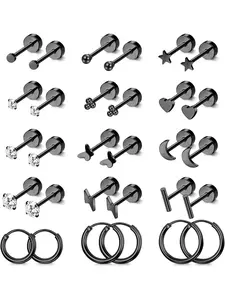 Hypoallergenic Steel Earrings for Sensitive Ears, Flat Back Studs, Circular Stud Earrings, Screw Back Earrings, Small Stainless Steel Hoops, Unisex Cartilage Earrings