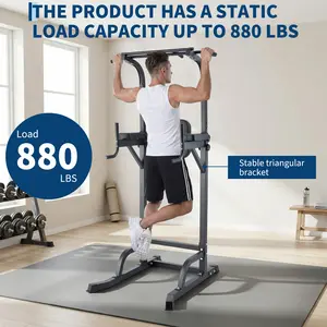 Multifunction Pull Up Bar Dip Station for Home Gym, Adjustable Height Power Tower, 880LBS Capacity Strength Training Equipment for Full Body Workout, Indoor Fitness Chin Up Bar
