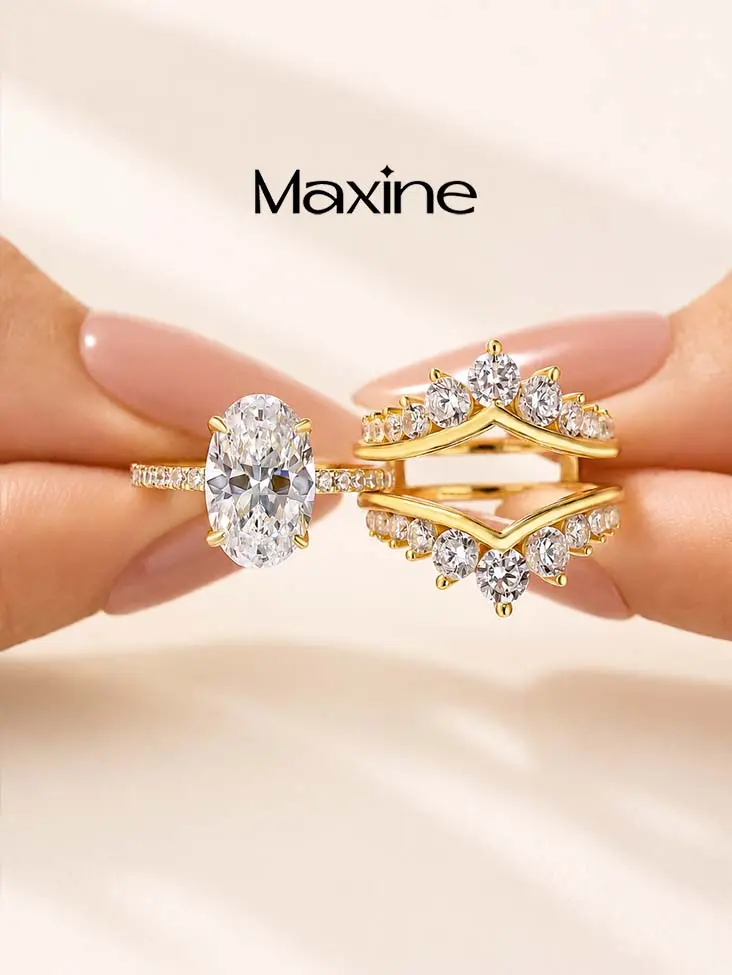 Maxine 3.5ct Oval Cut Insert 2PC Engagement Ring Set,5A Cubic Zirconia Wedding Ring Set,Women's Ring Jewelry,Promise Ring for Daily,Travel,Proposal,Birthday,Anniversary, Trendy Rings