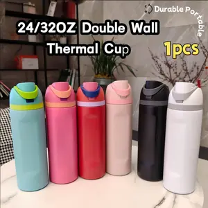Stainless Steel Large Capacity Insulated Water Bottle, Portable Leak-Proof Sealed Lid, Cold Hot Dual Protection, Sports Coffee Cup