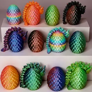 6 Sets Decorative Sculptures Featuring 3D Printed Easter Chinese Dragon Eggs, Which Includes6 Dragons(11.81") & 6 3D Printed Dragon Eggs(3.35"). Perfect for Home Decor And Holiday Celebrations, Suitable for Offices And Living Rooms Colorful Gradient