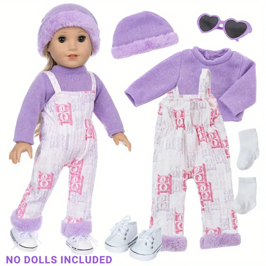 DEARBEI 6 accessories (excluding dolls), including clothes, pants, hats, socks, and shoes, suitable for 16-18 inch baby dolls, cute dolls, dress up games, baby dolls, Christmas gifts, etc