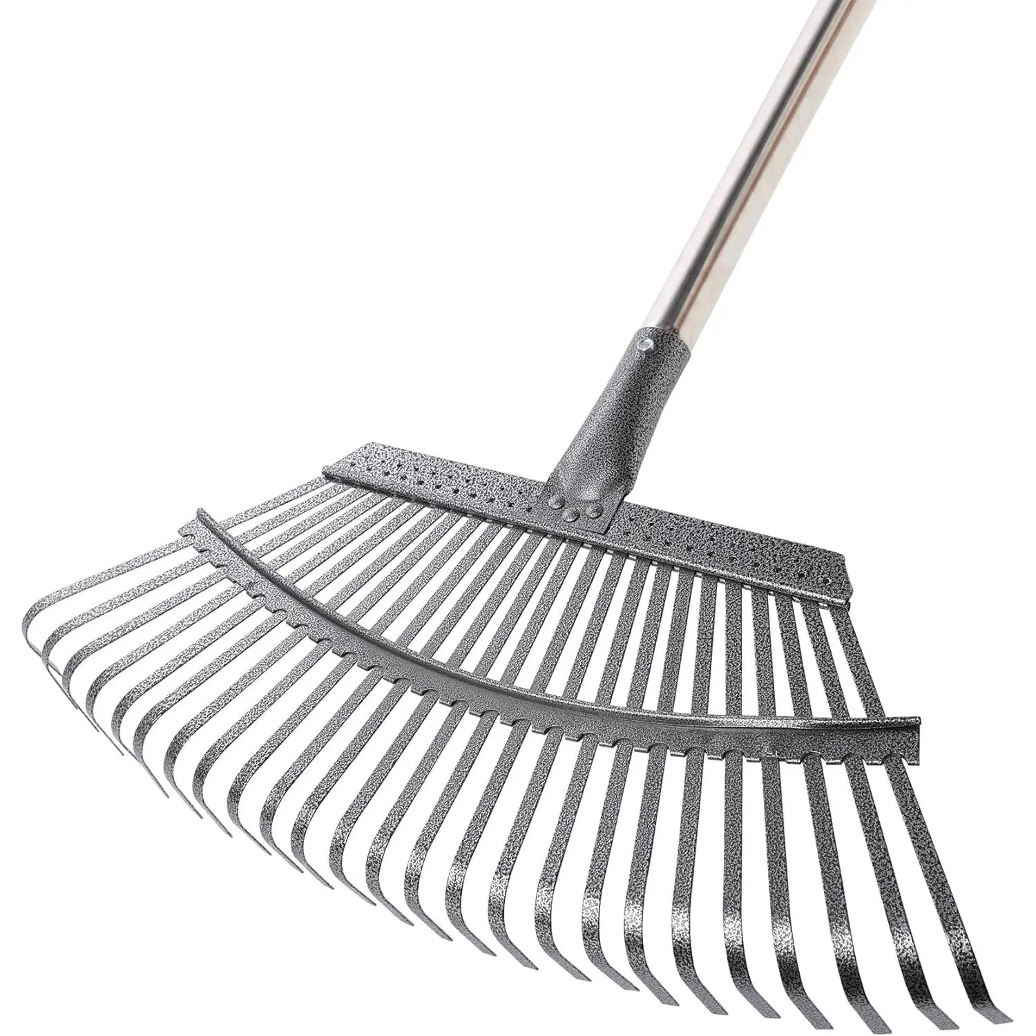 19.3" Garden Leaf Rake Wide Heavy Duty Adjustable Long Handle Garden Rake for Yard Garden Lawn Leaves (25 Tines)