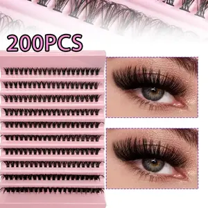 Natural Lightweight 40D False Eyelashes 200 Clusters, Soft and Easy to Apply, Achieve Fluffy Dual Lashes, Perfect for Daily Use, Makeup
