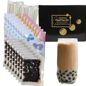 OZANZAN DIY Instant Boba Tea Kit – 10 Servings – Dairy-Free & Vegan – Microwavable Pearls – Authentic Taiwan Flavor – Quick & Easy DIY Bubble Tea Set – Perfect Gift for Boba Lovers