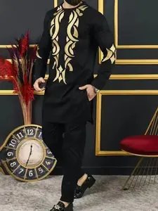 Muslim Ethnic Clothing New African Men's Casual Dress Set, Unique Embellishments, Traditional Style, Comfortable Fit, Perfect for Daily Wear