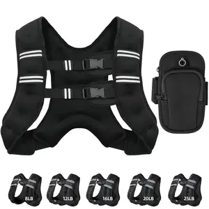 【DealsForYouDays】Adjustable Weighted Rucking Vest for Men & Women, 8lbs-25lbs Weight Range, with Detachable Phone Pouch for Walking, Training