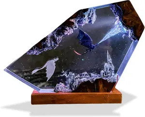 Epoxy Resin Dragon Lamp, Handmade 3D RGB Ice Dragon Night Lights for Room Office Decor Figurine ,Fantasy Enthusiast Collectibles,Birthday Christmas Gift for Son, Husband, Boyfriend