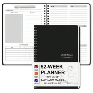 Daily Weekly Planner Notebook, 1 Count 52-week Planner, Stationery Office School Supplies for Student Teacher Office Staff, Daily Habits Tracker
