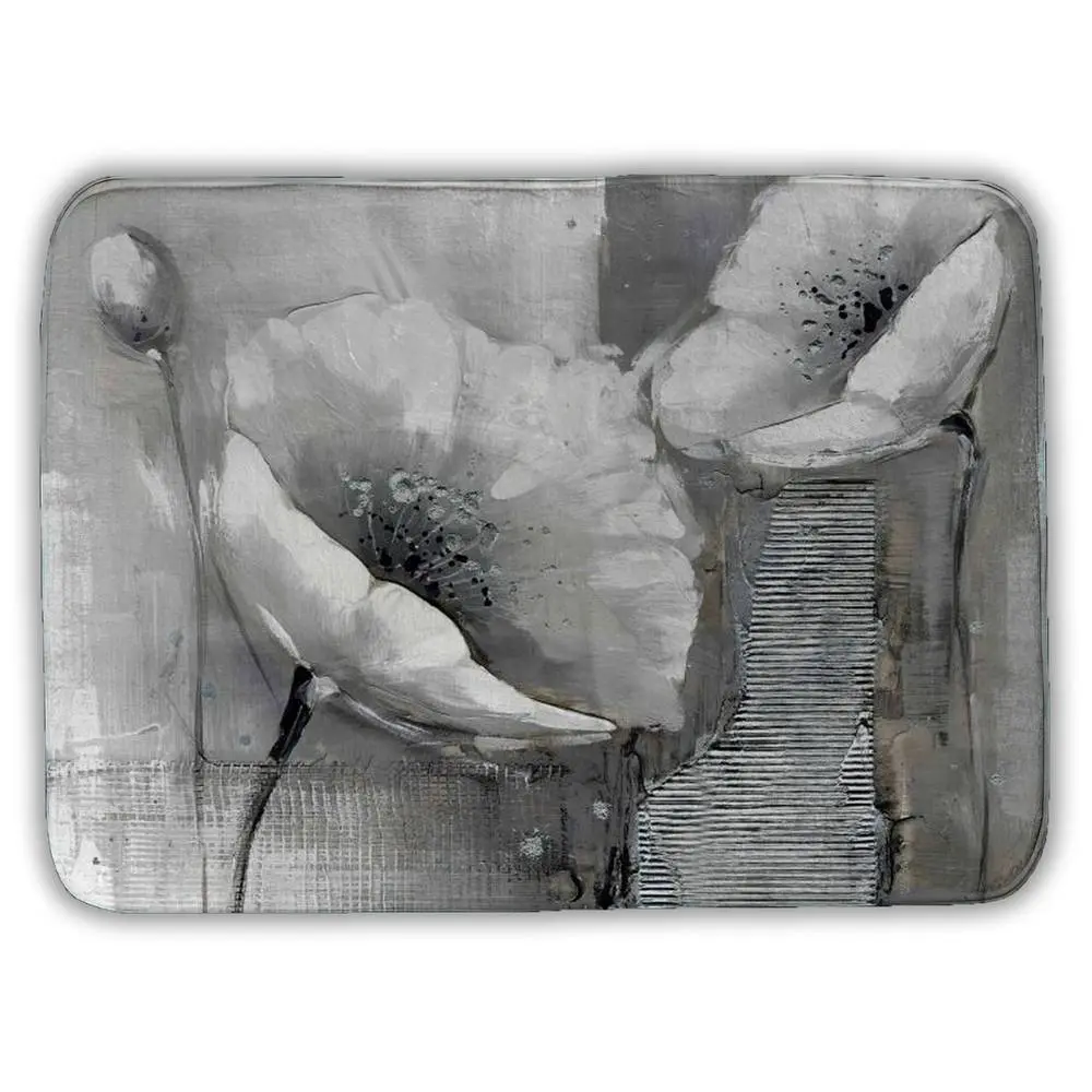 360 stand Basic Industrial Monochrome Floral Rectangle Bath Mat, 17x24 in, Modern Home Bathroom Supplies for Bathroom, Bedroom Decor, Flowers, Decorative, Foam Bath Mats, Non-Skid Bath Mats