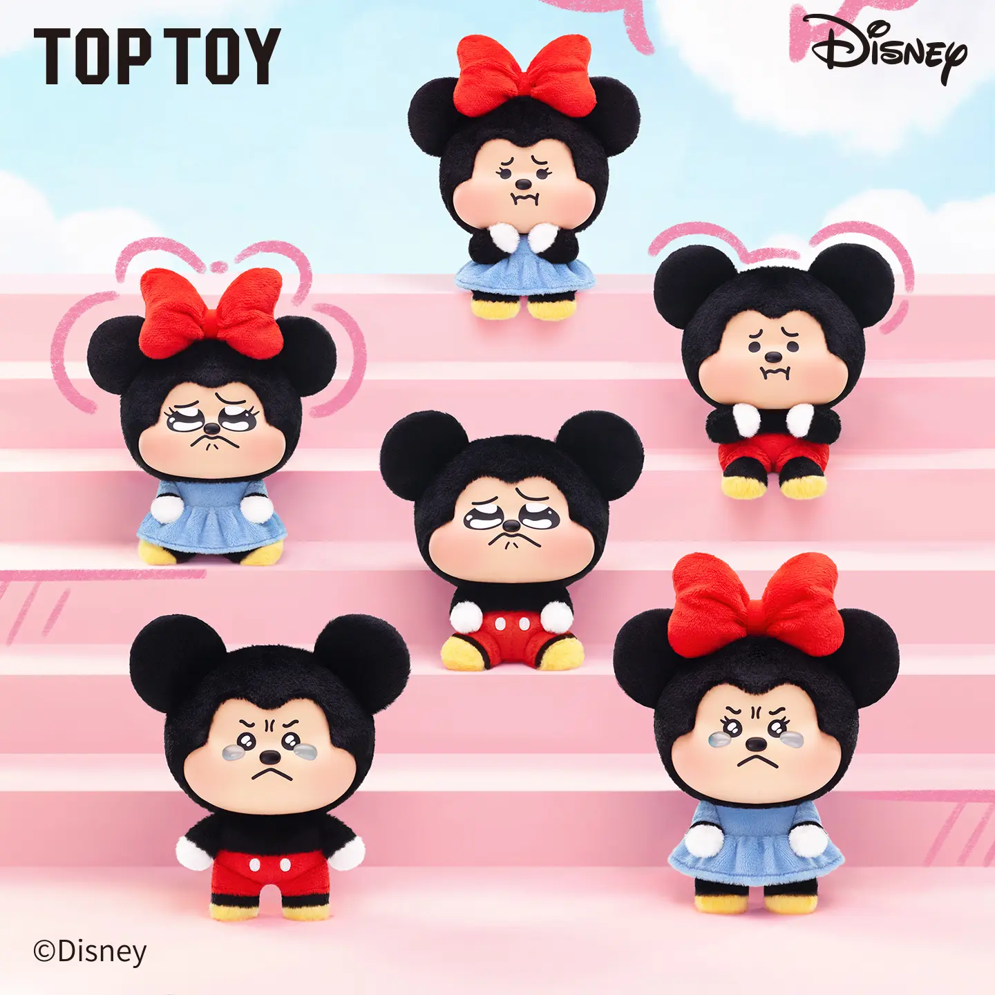 TOPTOY Disney Mickey & Minnie Pouty Series Plush Pendant Blind Box, Kawaii Stuffed Toys, Cute Desktop Ornament, Collectible Figure, Birthday Gift tiktokshopbacktoschool