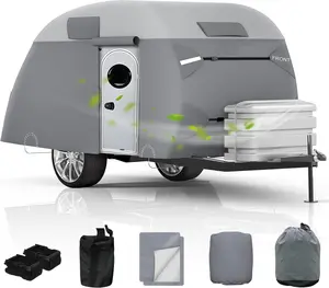 7-Layer Heavy Duty Teardrop Travel Trailer Cover, Waterproof & Anti-UV RV Cover with Windproof Straps, Compatible with R-Pod, Clamshell & Little Guy Trailers