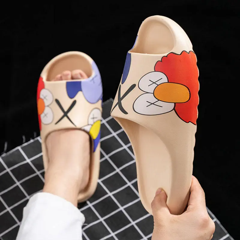 Kaws Style Cartoon Slides | Soft Cushion Anti-Slip Slippers | Unisex Trendy Summer Wear