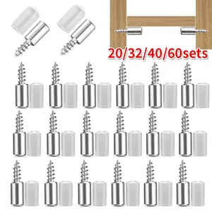 20/32/40/60 sets support nails, self tapping screws, laminated board support with anti slip sleeves, wardrobe and cabinet glass panel brackets, Wall Hanging Fastener