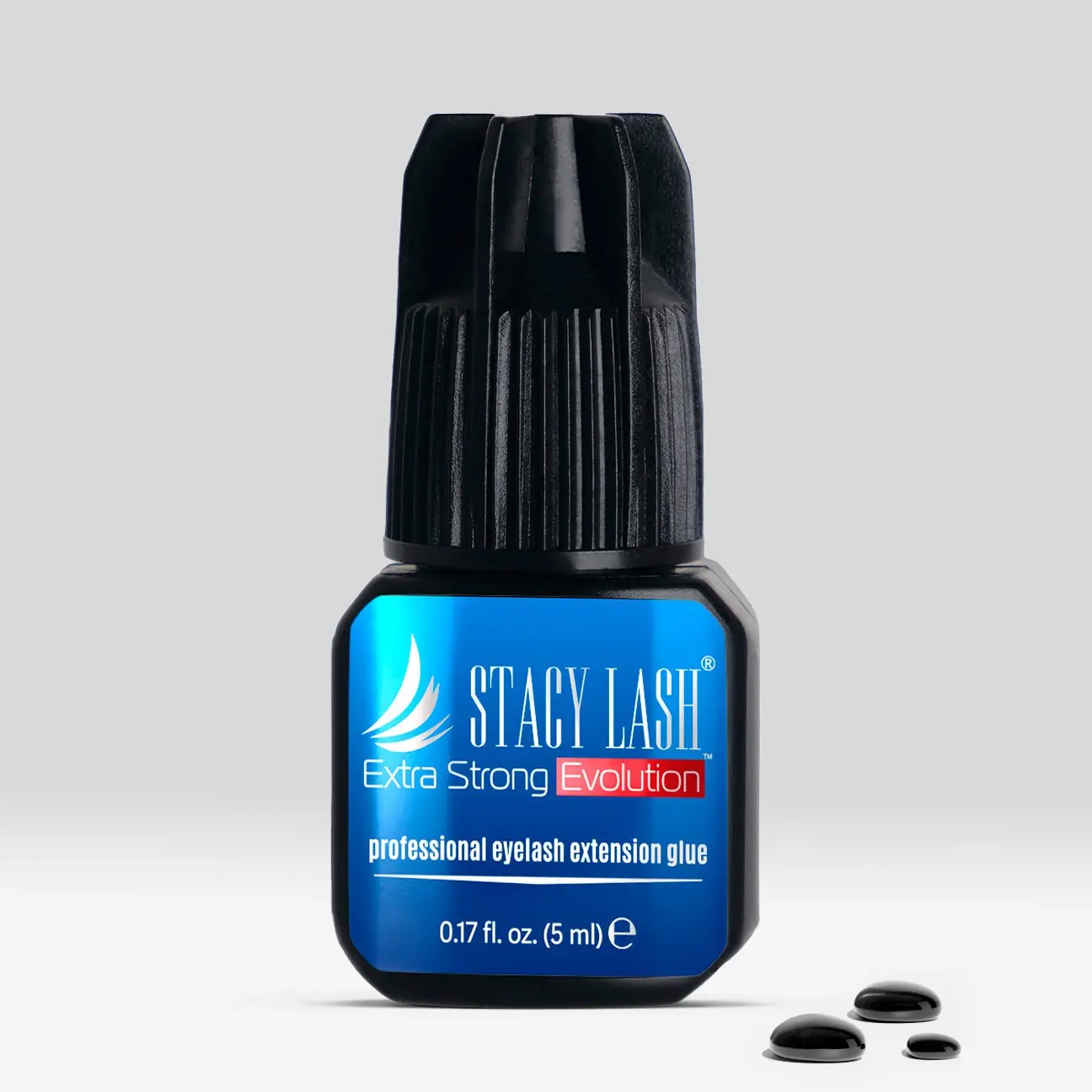 Stacy Lash Extra Strong Evolution Eyelash Extension Glue 5ml | 1-2 Sec Fast Drying | 8-Week Retention | Black Adhesive | For Professional Salon