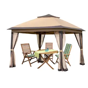 Pamapic 11x11 Outdoor Pop up Gazebo for Patios Canopy for Shade and Rain with Mosquito Netting, Waterproof Soft Top Metal Frame Gazebo for Lawn, Garden, Backyard and Deck