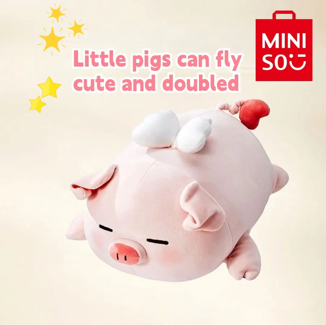 MINISO B-BO Piggy Winged Lying-Down Plush Toy | TikTok Viral Cute Stuffed Animal | Soft Cuddly Companion | Perfect Holiday Haul Gift for Her#Summervibes