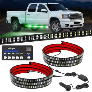 Nilight 2PCS 70 Inch  Strobe Light Strip with Controller 864 LED Green White Running Board Lights Flexible Side Flashing  Caution Safety Waterproof for Truck Construction Pickup