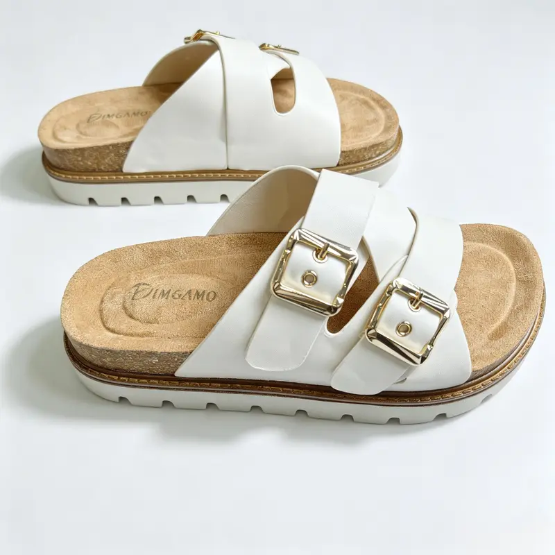 Dimgamo Plane Platform Sandals for Women with Adjustable Buckles and Cork Footbed, Memory Foam, Arch Support Slides, Suitable for Both Outdoor and Casual Wear.