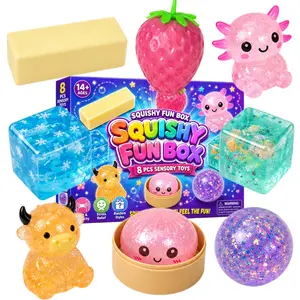 8-Piece Mystery Squishy Toy Set, Slow-Rising Stress Relief Fidget Toys, Sensory Squishy Bundle with 8 Unique Styles, Creative Blind Box Party Gifts