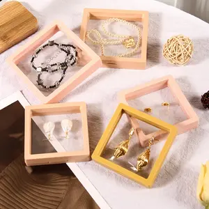 3D Floating Display Box, Dustproof Jewelry Packaging, Transparent Hanging Storage Box for Storing Necklaces, Bracelets, Rings, Coins, Earrings, and Pins, with Elastic Film, Gift Box for Retail and Personal Use.