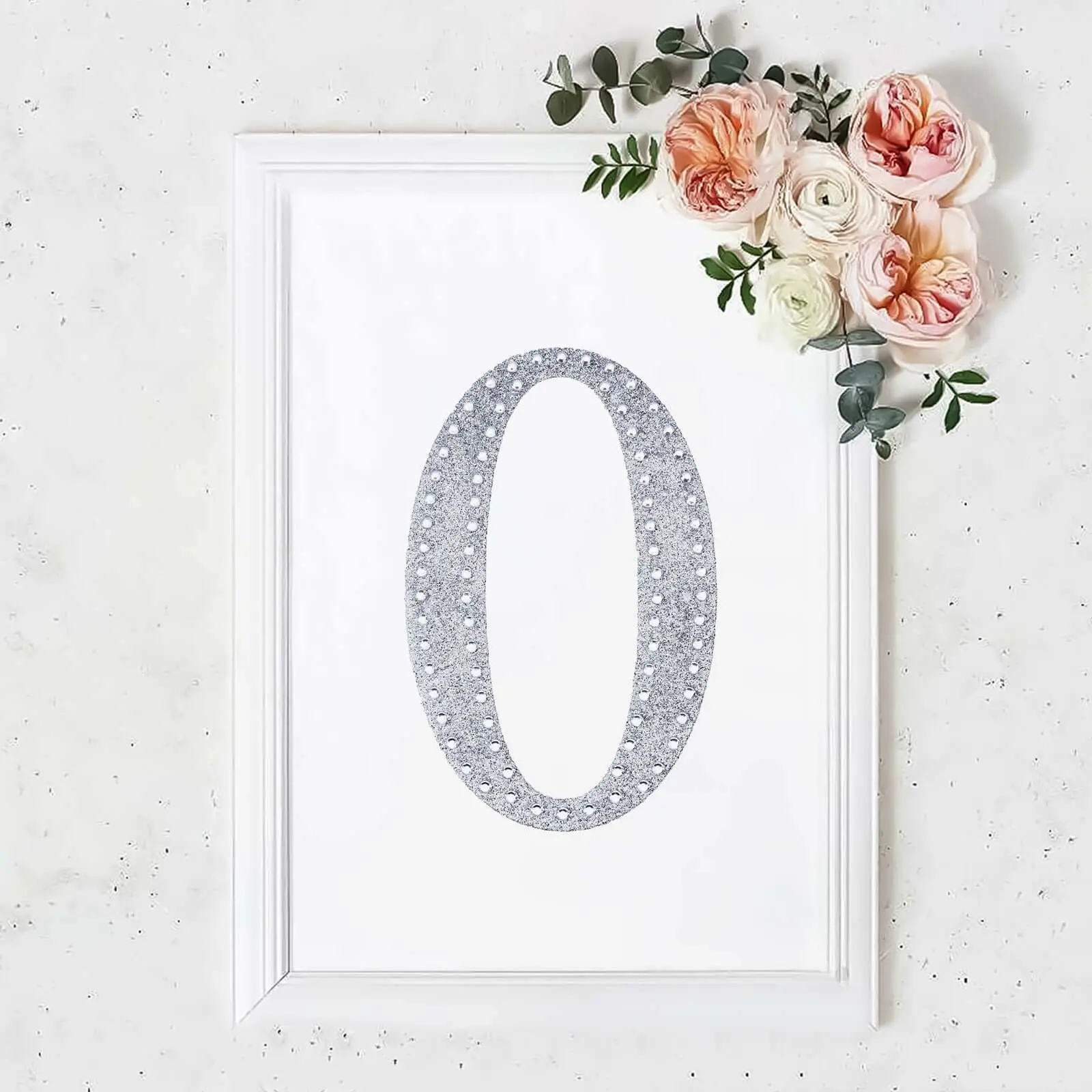 8 in Silver Rhinestone Decorative "O" Alphabet Stickers, Glitter Adhesive DIY Art Embellishments for Scrapbooking, Stamping, Banquet & Event, DIY Art Stickers