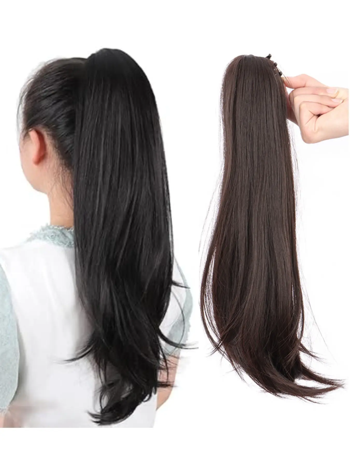 High Ponytail Clip-In Wig, Curled Long Tail, Realistic Fashion Medium Length Hair, Synthetic Curly Hair, Natural Ponytail Wig for Women, Synthetic Ponytails, All Seasons, Synthetic Hair Wig