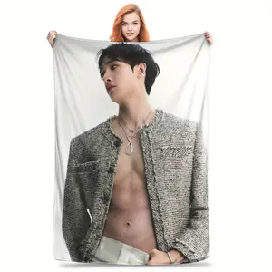 Stray Bang Chan Sexy Abs Photoshoot Throw Blanket Super Soft Plush Flannel Portable All-Season Blanket with Vibrant K-Pop Design Lightweight Durable for Home Office or Gift Contemporary Style Highquality Print 280GSM