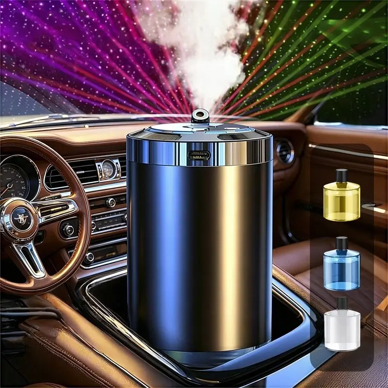 Starry Sky LED Smart Aroma Diffuser - Rechargeable Car Aromatherapy Machine with 5 Spray Intensity Modes, Cologne Ocean Long-Lasting Scent, Aroma Enhancer, Mother’s Day Decor Gift, Smart Diffuser Car Fragrance
