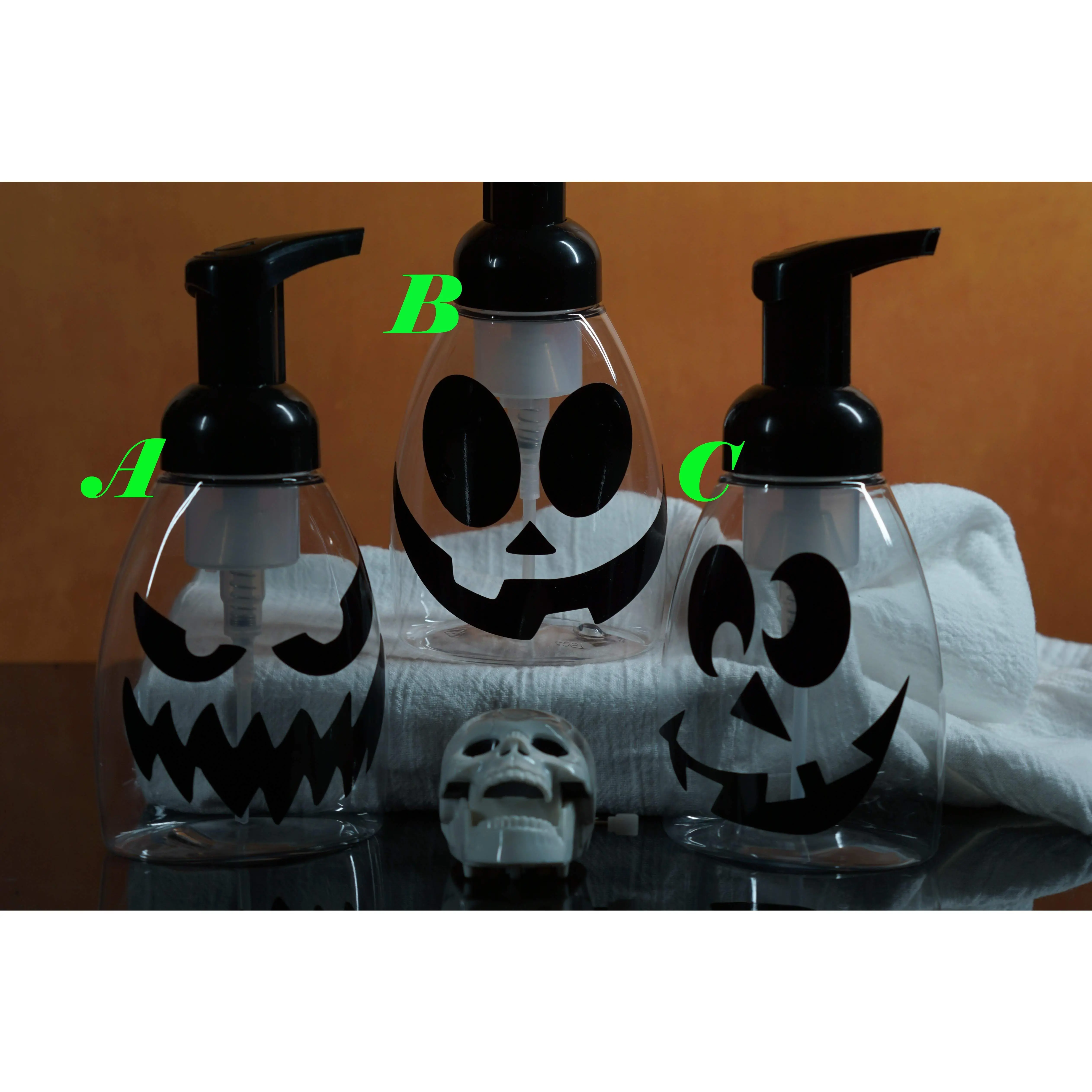 Jack O Lantern Faces Halloween Soap Dispenser Filled with Your Choice of Handmade Foaming Soap