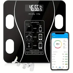Smart Wireless Digital Bathroom Scale, Digital Weighing Machine with LCD Display - 4 Sensing Technology, App Sync & Unit Conversion (kg/lbs/t), Battery-Powered (Not Included) for Accurate Home Weight Measurement - Adults, Contemporary Design