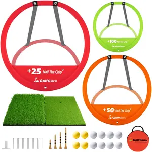 Golf Chipping Net, Golf Practice Chipping Net and Foldable Mat with 12 Balls, 4 Tees & Carry Bag, Chipping Game for Adults Indoor Outdoor, Gifts Accessories for Men