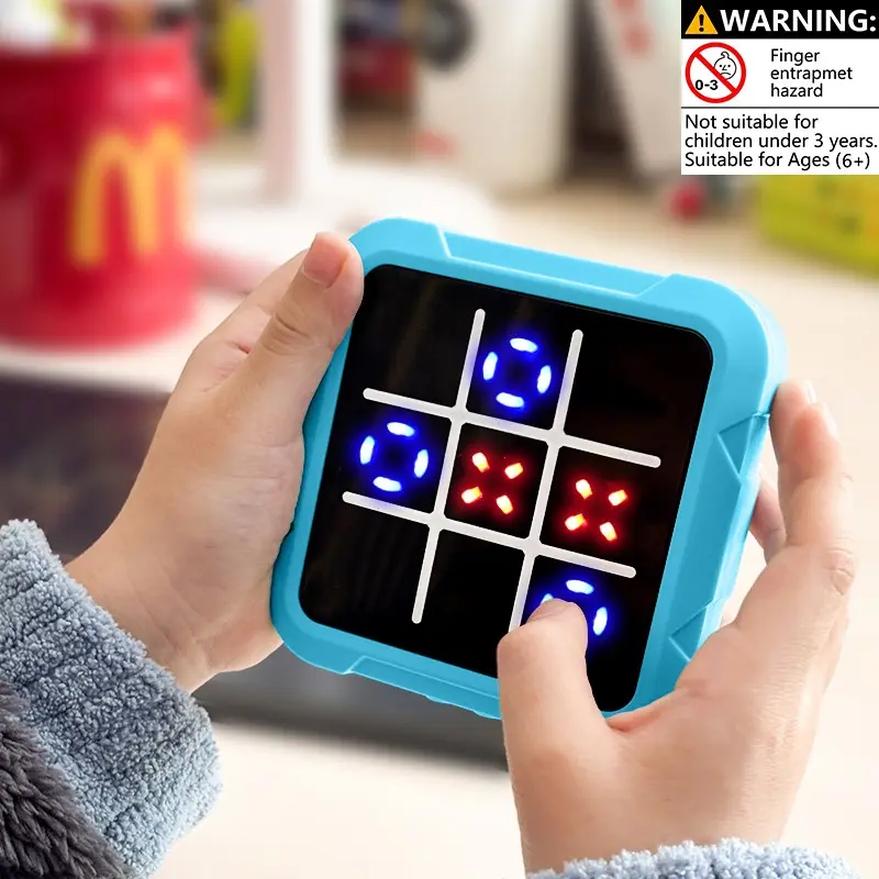 Electronic Tic Tac Toe Game for Kids and Adults, Pop-Up Hammer Game, Handheld Strategy Board Game with LED Screen, Family Board Games, Two Player Interactive Puzzle Toy, Travel Brain Game for Family Game Night, Portable Educational Logic Game Gift