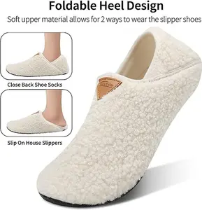 House Slippers for Women Men ,Womens Mens Slippers with Non-slipSole Slip On for indoor & Outdoor,Portable Slippers for Home TravelHotel,Winter Warm Slippers FootwearShoe Slide Comfort Foldable Heel Design