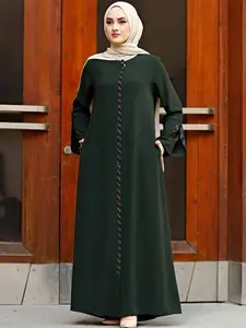 Elegant Bell Sleeve Dress for Women Simple Office Wear High-Quality Long Evening Gown Stylish and Comfortable Formal Wear
