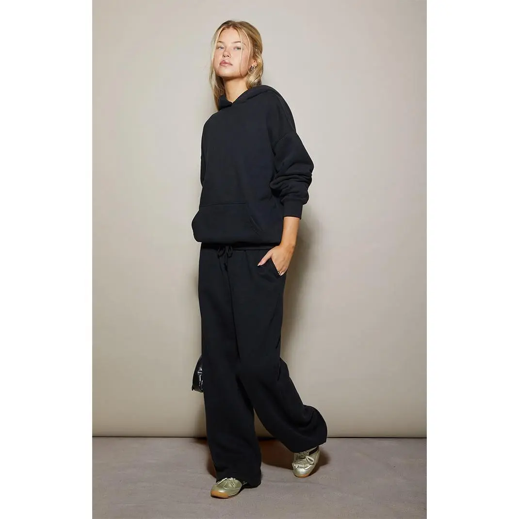 Pacsun Women's Black Ultra Soft Fleece Core Washed Baggy Sweatpants