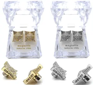 MaxBling81 Magnet Earrings, Hip-Hop Inspired Unisex Appeal Iced Cubic Zirconia Square Simulated Diamond Bling Fashion Earrings for Men and Women