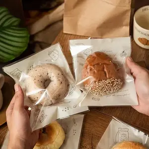 100pcs Sealable Bakery Bags with Window for Egg Sandwich, Donut, Cookie Packaging - Grease Resistant, Perfect for Takeout & Home Use, Bakery Bags for Food, Donut Packaging, Transparent Design, Durable Paper Material
