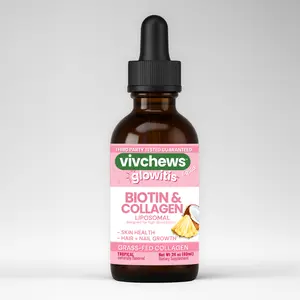 Vivchews Liposomal Biotin + Collagen Peptides Liquid – 5,000 mcg Biotin, Grass-Fed Collagen Peptides (Types I & III), Liposomal Delivery, Non-GMO, Gluten-Free, Alcohol-Free, No Artificial Junk, 30 Servings, Third-Party Tested, Tropical Flavor