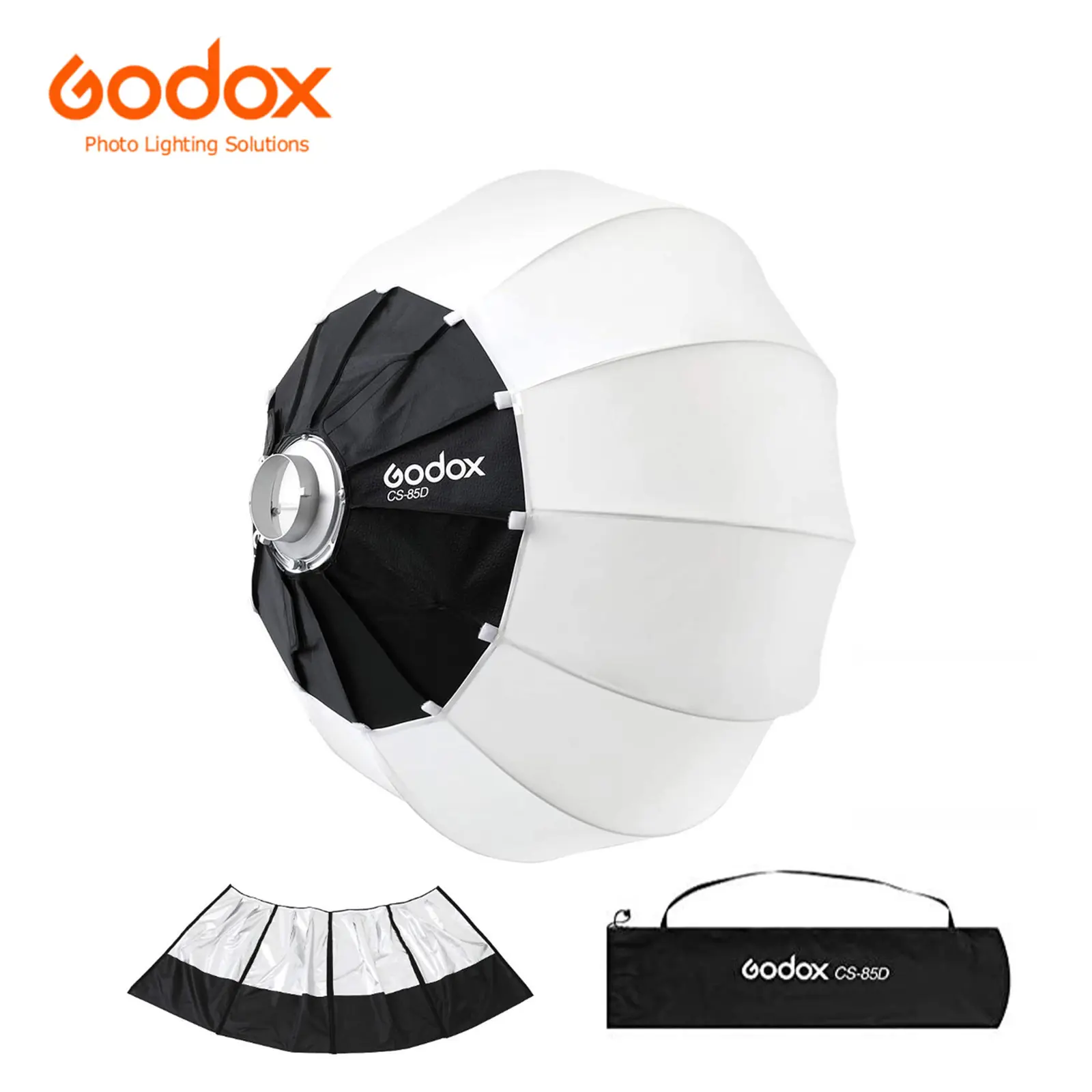 Godox CS-85D 85cm Lantern Fabric Softbox - Soft Light Effect Omnidirectional Modifier for Photographers, Filmmakers, Bowens Mount Studio Flash/LED Video Light, Reflective Shading Skirt, 1x Godox Carriage Bag, Extremely Fast Set Up Diffuser