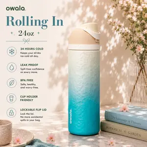 Owala Birthday Bash Rolling In 24 Oz FreeSip Water Bottle – Insulated Leakproof Bottle with Straw for Gym & Daily Use