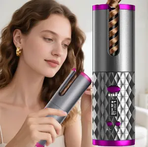 Fully Automatic Hair Curler,1 Count Portable Rechargeable Hair Curling Iron,Hair Styling Tool for Home & Travel,Hairdressing Tool for Women & Girls,Hair Styling Tools Cordless Daily Lightweight Grey
