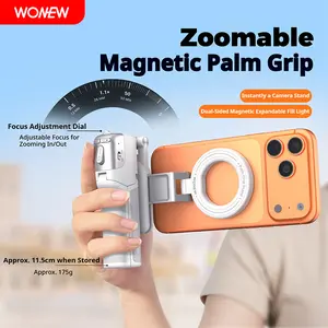 WONEW Z3 Zoomable Magnetic Palm Grip Mini Selfie Stick Portable Magnetic Phone Holder for Travel Case with Focus Adjustment Dial stand tripod 360 rotation mount