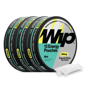 Wip Energy Pouches - 3 Pack - 100 mg Natural Caffeine, 15 Pouches per Can, Fuel Smart Focus Performance, No Nicotine, No Sugar, 0 Calories, with Vitamins B and Niacin, Mint Flavor