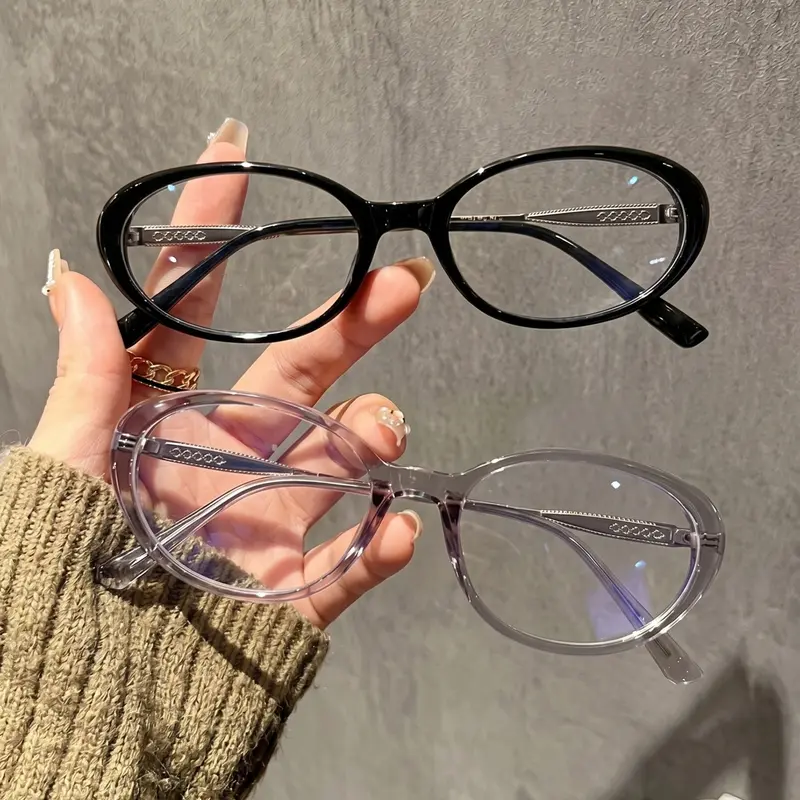 2 Pairs Retro Oval Frame Blue Light Blocking Glasses, Unisex Daily/Commute/Office Use, Stylish Protective Everyday Eyewear for Men and Women