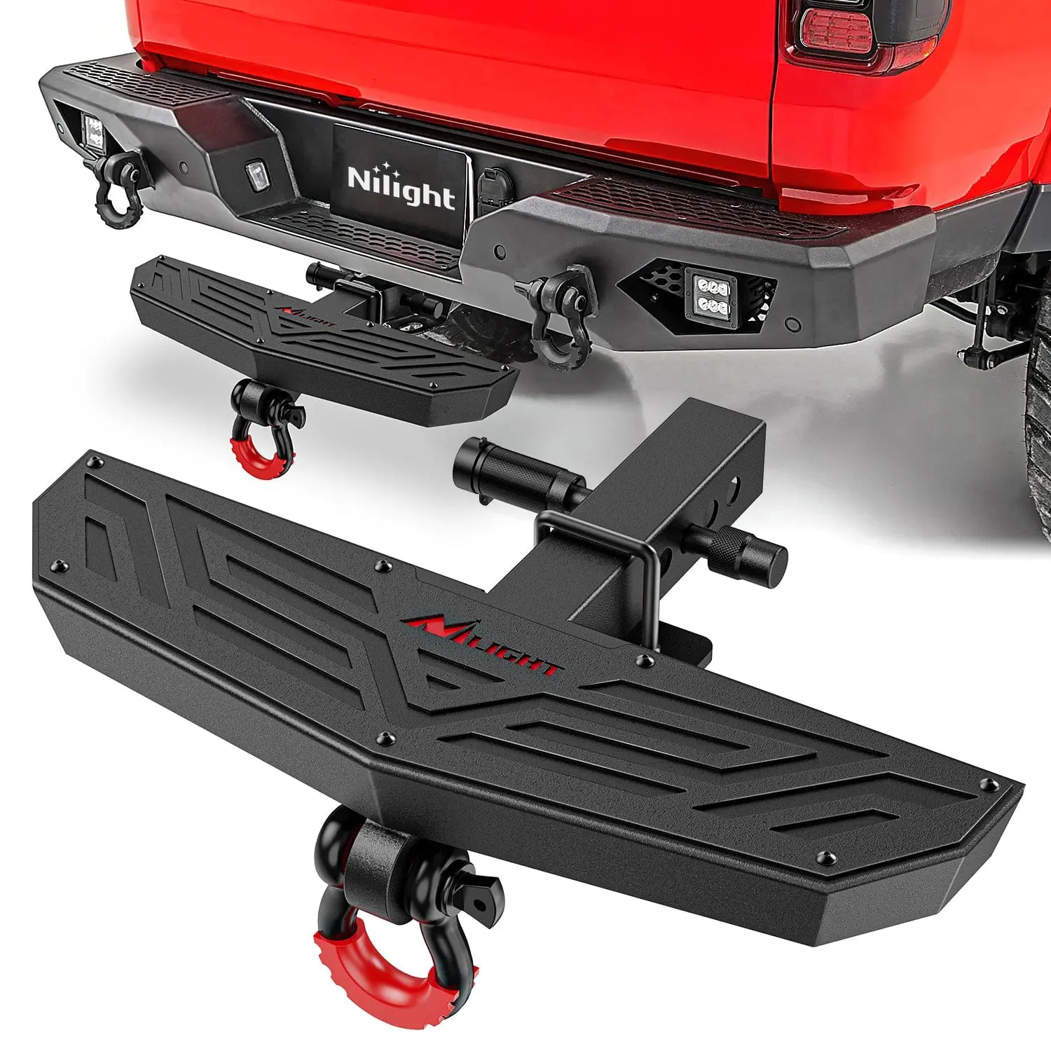 Nilight Hitch Step 2 Inch Receiver Universal Trailer Hitch Step Armor with Anti-Theft D-Ring Shackle Hitch Lock Stabilizer Anti-Slip Design Rear Bumper Guard for Pickups Trucks Vans SUVs ATVs Vehicle Accessories, Universal Automotive Ac #SummerVibes,summe