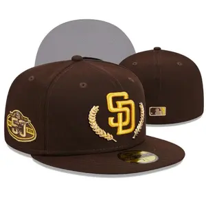 New Era MLB San Diego Padres 59FIFTY Fitted Hats – Brown And Gold Gorras De Béisbol, Flat Brim Baseball Cap, Premium Streetwear Collector Style